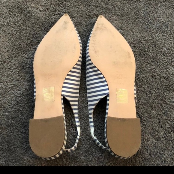 J. Crew women’s blue & white striped slingback sz 7 - Picture 4 of 5